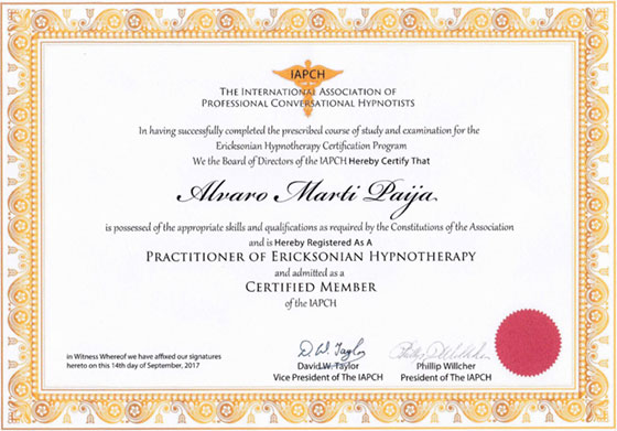 IAPCH - Practitioner of Ricksonian Hypnotherapy