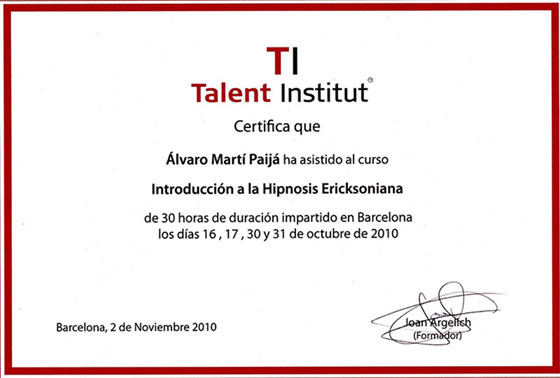 Talent Institut - Introducción a la Hipnosis Ericksoniana